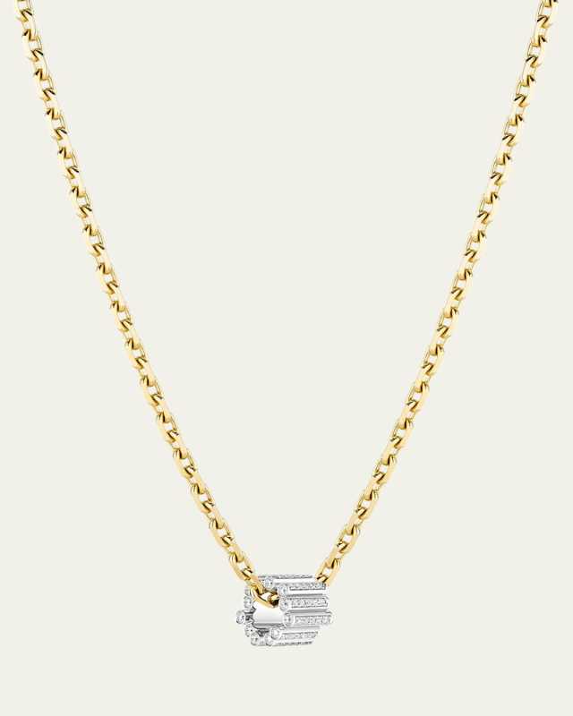 18K White Gold Edge Pave Diamond Pendant